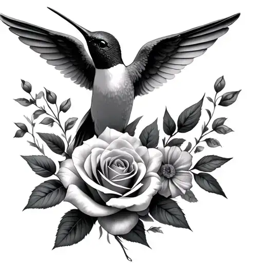 Baby Angels Hummingbird Roses Blooming Flowers