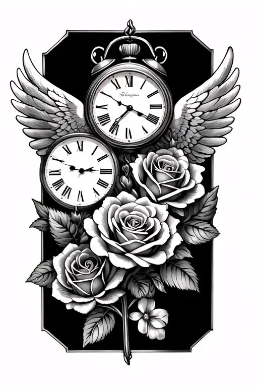 Clock Roses And A Big Forget Me Knot By Some Wings