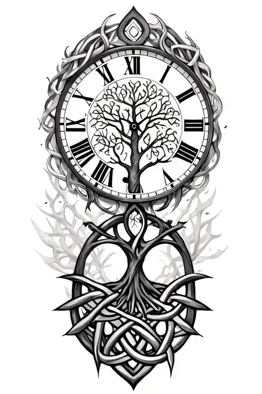 Celtic Tree Of Life Clock Surrounded By Celtic Knot