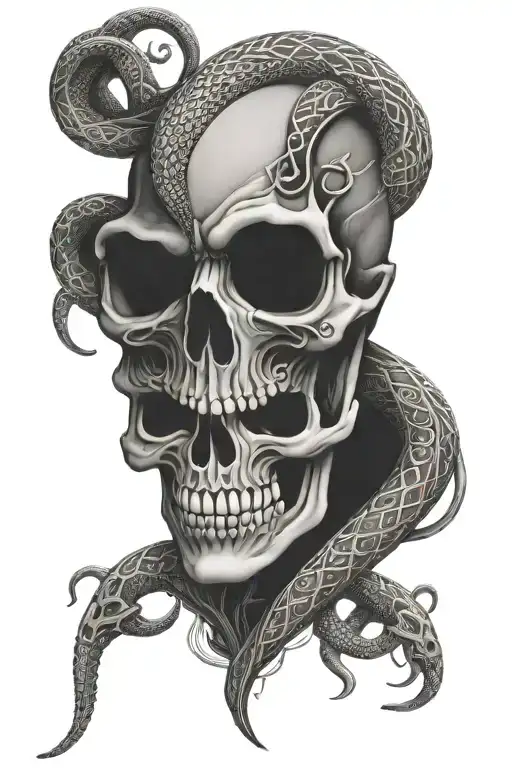 Skull Snake Gothic Man Lower Leg