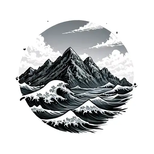 Water Waves Crashing Mountain Peak