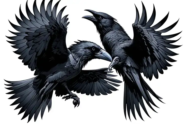 Two Headed Raven Flying