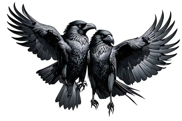 Two Headed Raven Flying