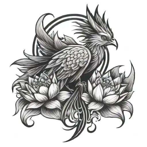 Phoenix With Lotus Flower