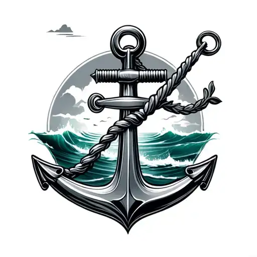 Anchor With Ocean Scene