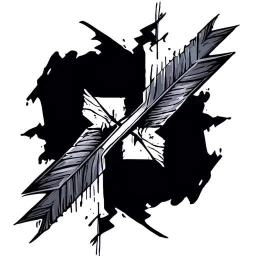 Double Arrow Going Opposite Directions And One Broken Tip