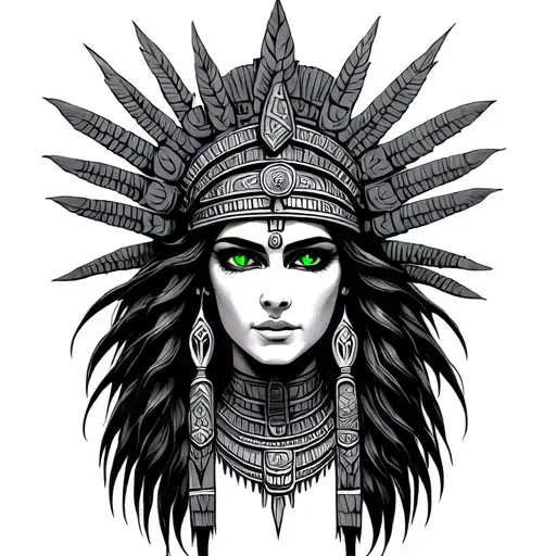 Mayan Priestess Green Eyes