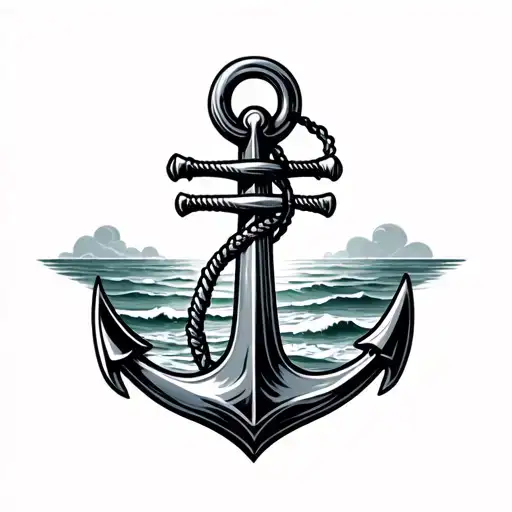 Anchor With Ocean Scene