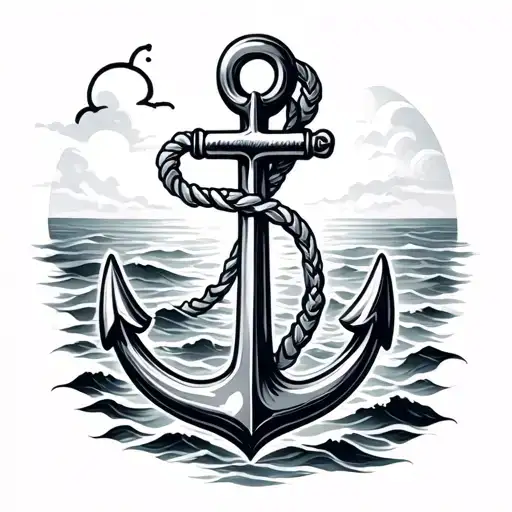 Anchor With Ocean Scene