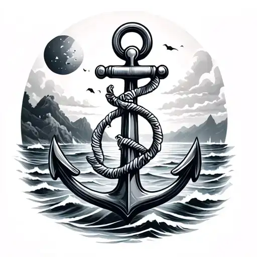 Anchor With Ocean Scene