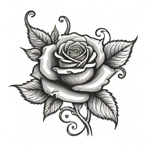 Rose With Stem As The Letter M