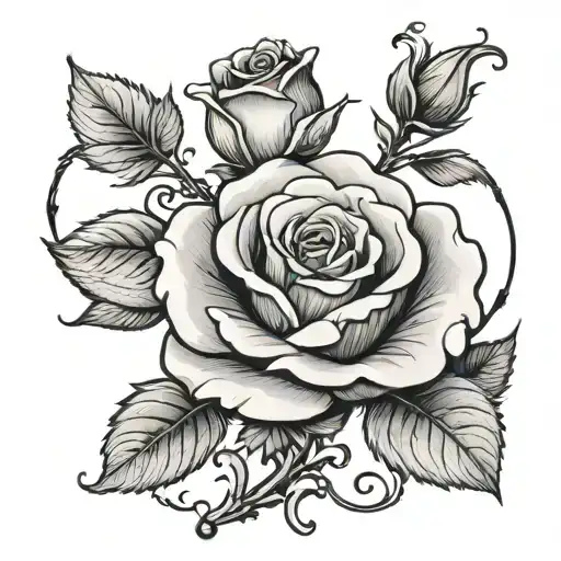 Rose With Stem As The Letter M Made