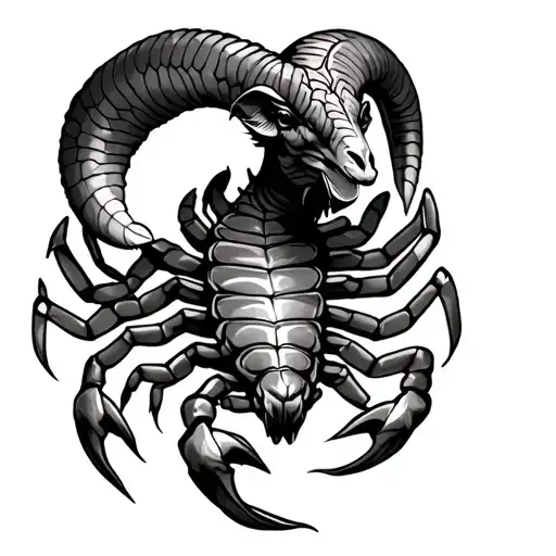 Aries Ram With A Scorpion Intertwined