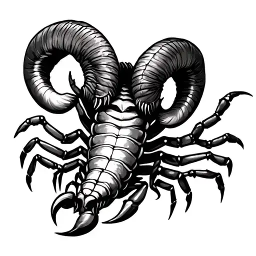 Aries Ram With A Scorpion Emerging