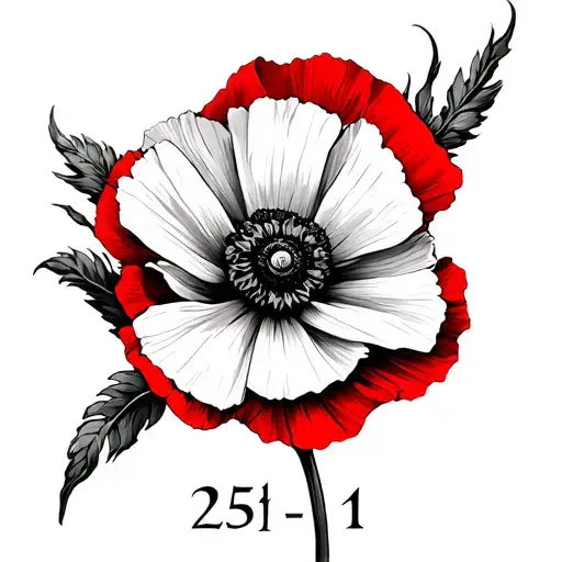 25-1 In Roman Numerals With Corn Poppy Flower In Red Around The Roman Numerals
