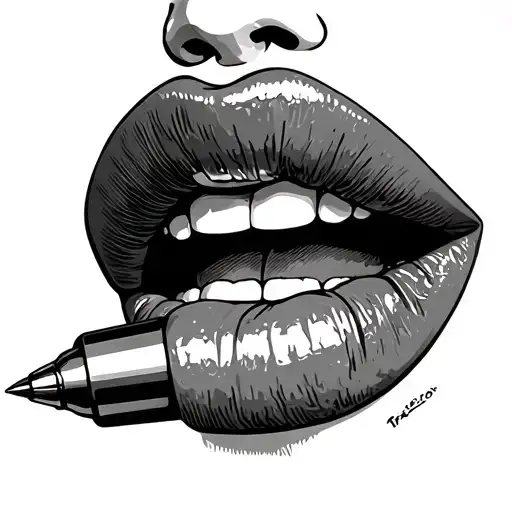 Lips Biting Into A Bullet
