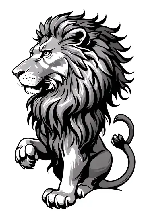 British Lion Standing On Hind Legs Profile