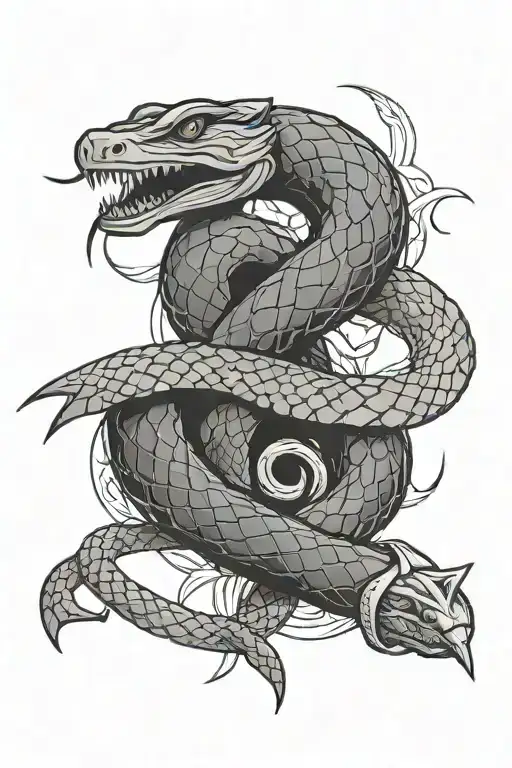 Communist Sickle And Hammer Snake Wrapped