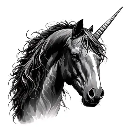 Mustang With Unicorn Horn