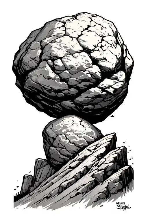 Sisyphus Rolling Boulder Uphill