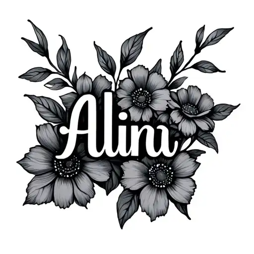 Alina Name With Flowers Growing