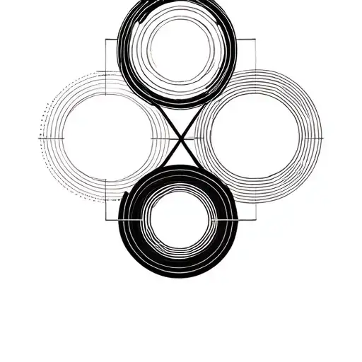Geometric Filled Circles With Straight Lines Connecting Various