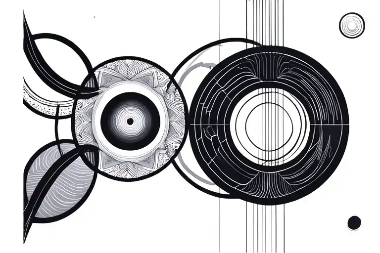 Geometric Filled Circles With Straight Lines Connecting Various
