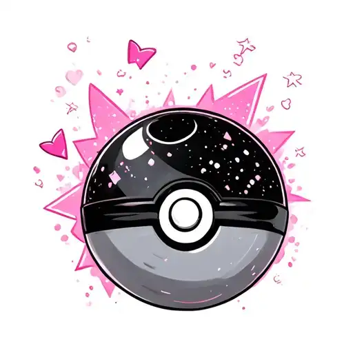 Pokeball With Pink And Sparkles And Girly