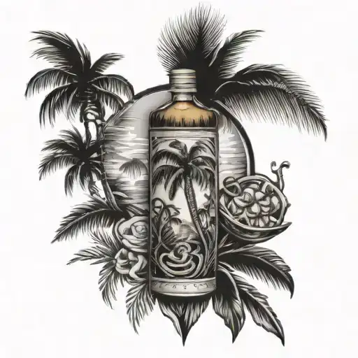 Combine Palm Tree Cigar Rum And Heart