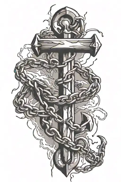 Anchor Chains With Lightning Storm