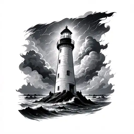 Lighthouse Standing Tall Shining Light Through A Storm
