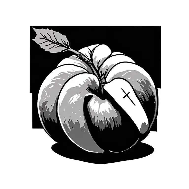 A Peach With A Cross Intertwined
