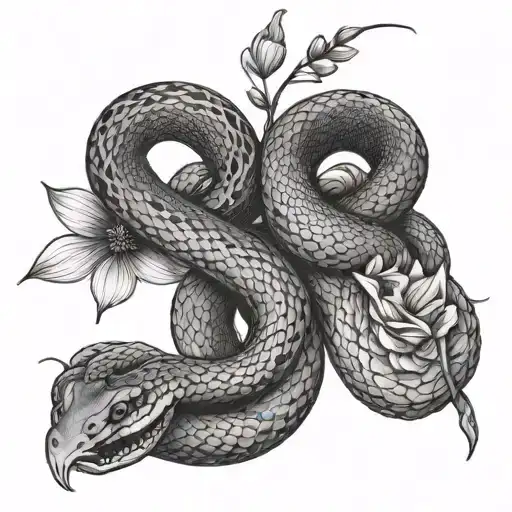 Snake And Flowers