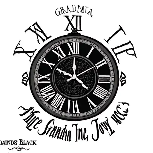 A Clock With Roman Numerals With The Name Grandma Joyce