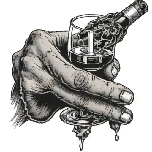 Dead Hand Holding A Glass Of Wine And A Cigarette Between Its Fingers