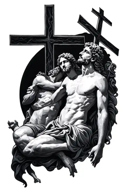Creation Of Adam With Three Crosses
