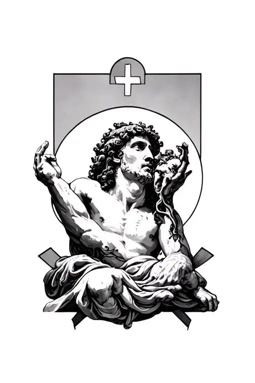 Creation Of Adam With Three Crosses Horizontally A Scar