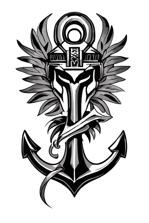 Master Chief Anchor Polynesian Tribal Tattoo Featuring