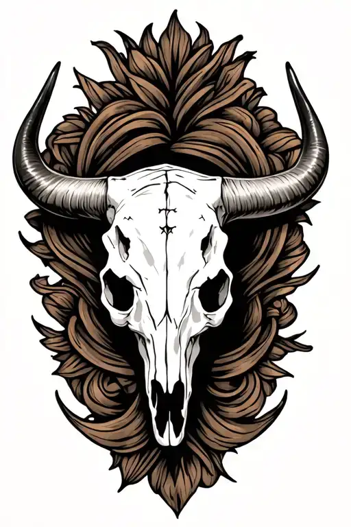 Tool Leather Tatto With Texas Longhorn Skull