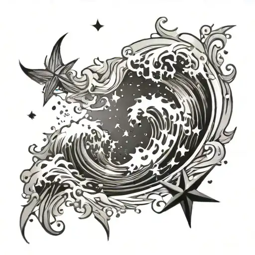 Stars And Waves Crashing