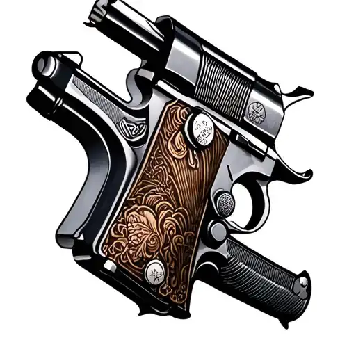 1911 Colt Pistol Hand Drawn