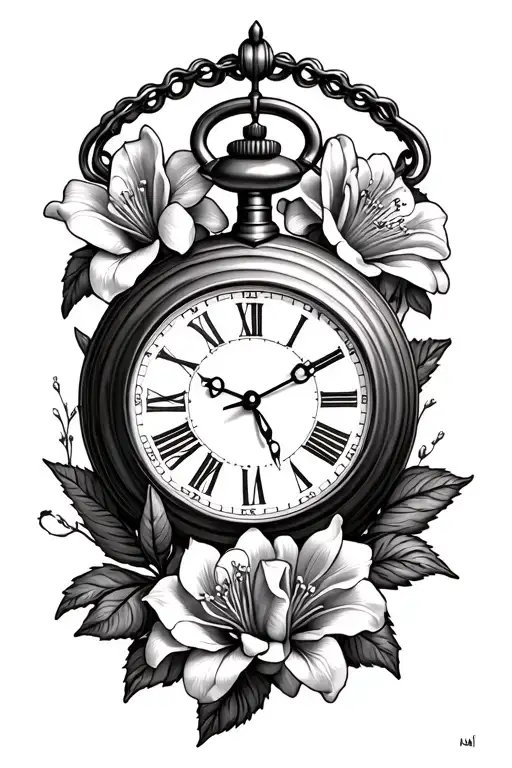 Roses Sweet Williams Lilies Pocket Watch