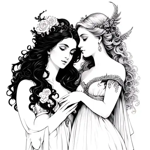 Hades And Persephone Posing Together Symbolizing