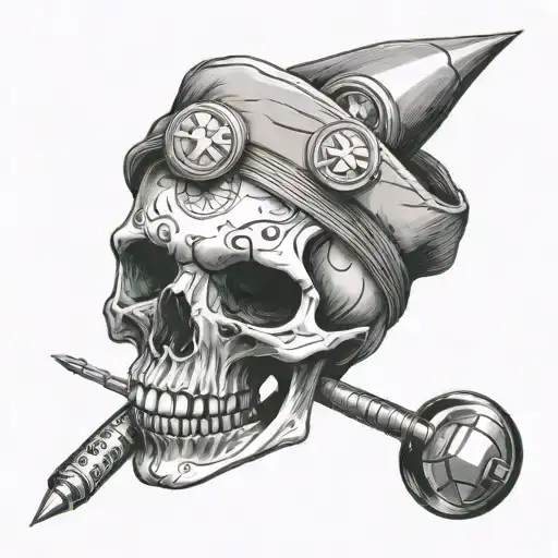 Nurse Holding Big Syringe While Sitting In Skull