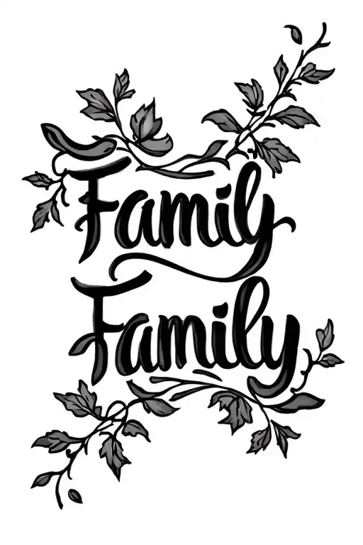 Family Written Vertically Down Forearm With Vines