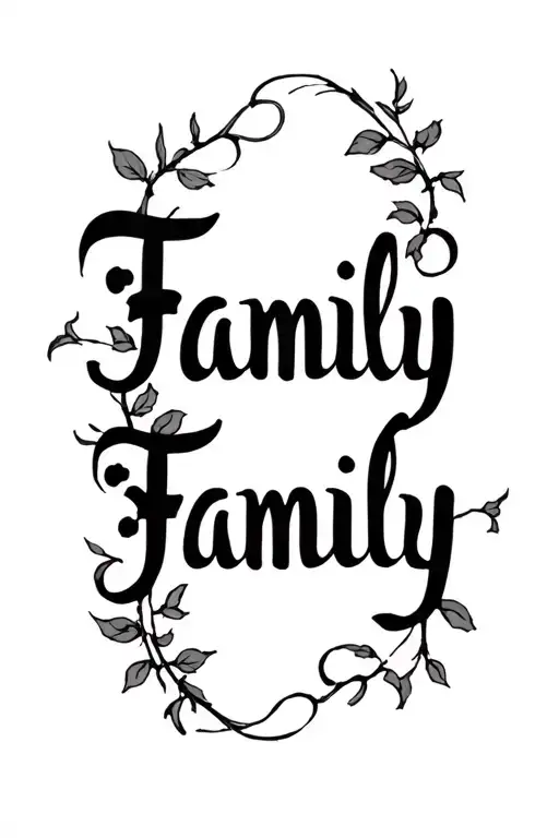 Family Written Vertically Down Forearm With Vines