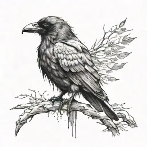 The Crow Perched On Top Watercolor