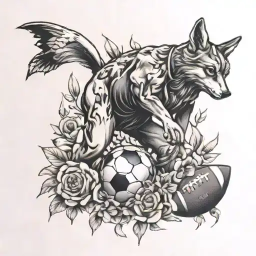 Hunter And Football With Flowers