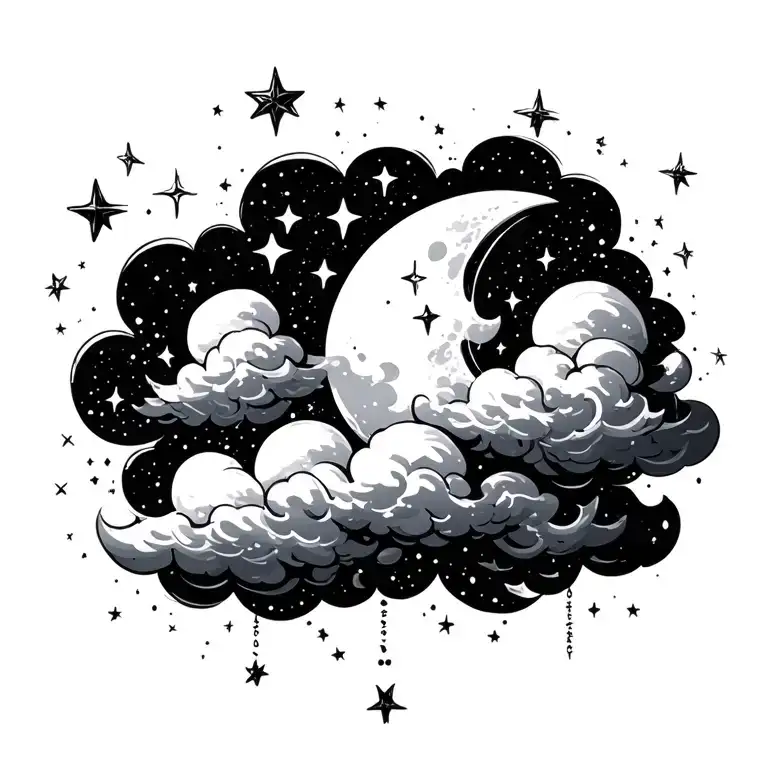 Clouds With Twinkling Small Stars No Moon Surrounded