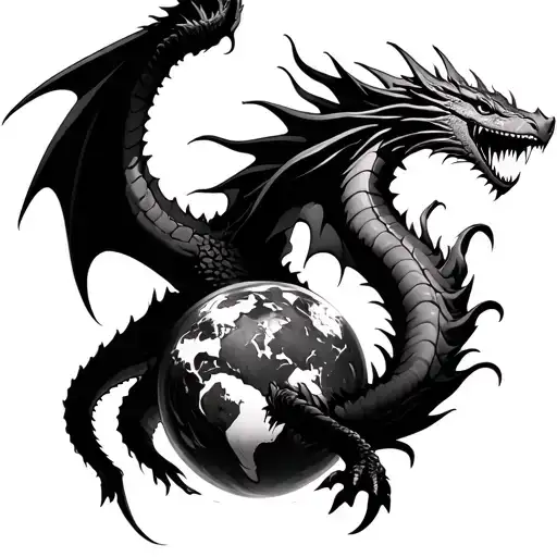 Dragon Hanging Upside Down Clawing Earth Breathing Fire Up At It